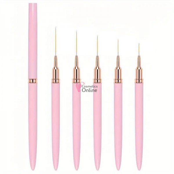 Pensule de unghii set de  5 bucati pentru decor cu varf lung  si subtire art PNS08